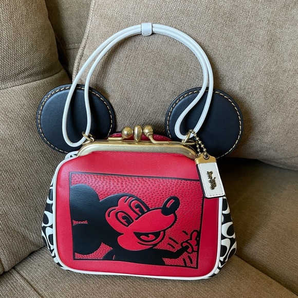 Disney X coach Mickey Mouse Ears BAG KISSLOCK limited Edition Rare Versatile - Picture 9 of 13